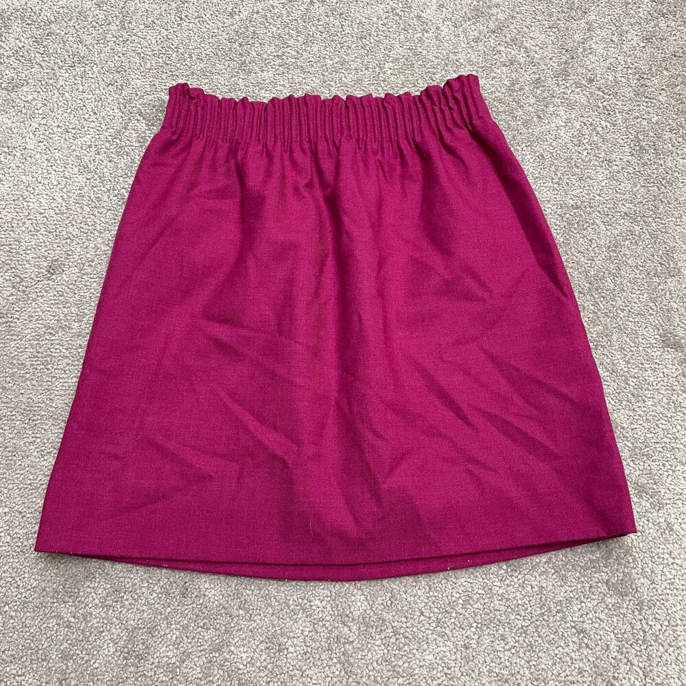 J.Crew Wool Blend Pleated Pencil Skirt Womens 00 Pink Elastic Waist Pocket Lined